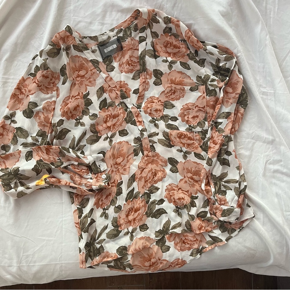 Reformation floral long sleeve blouse - medium